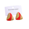 Women's Geometric Stainless Steel Earrings With Enamel Drip Glaze Retro Fashion Design For Wholesale
