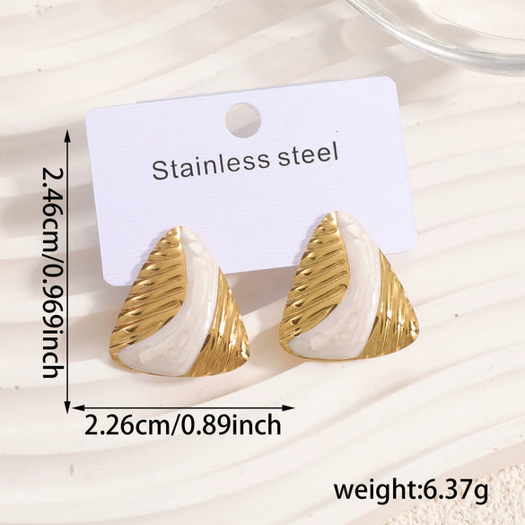 Women's Geometric Stainless Steel Earrings With Enamel Drip Glaze Retro Fashion Design For Wholesale
