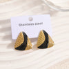 Women's Geometric Stainless Steel Earrings With Enamel Drip Glaze Retro Fashion Design For Wholesale
