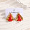 Women's Geometric Stainless Steel Earrings With Enamel Drip Glaze Retro Fashion Design For Wholesale