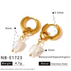Women's Geometric Stainless Steel Earrings With Faux Pearl Pendants 18K Gold Vacuum Plated Minimalist Fashion Ear Jewelry