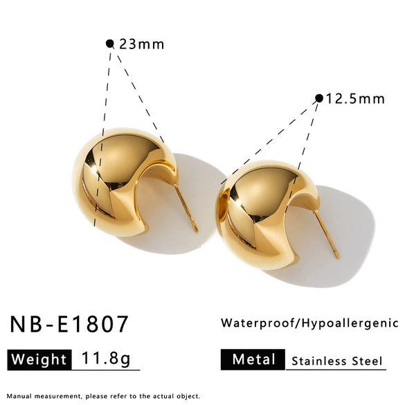 Women's Geometric Stainless Steel Earrings With Gold Electroplated Finish Simple Trendy Non Fading Jewelry