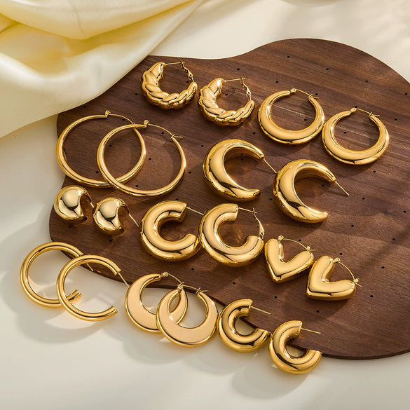 Women's Geometric Stainless Steel Earrings With Gold Electroplated Finish Simple Trendy Non Fading Jewelry