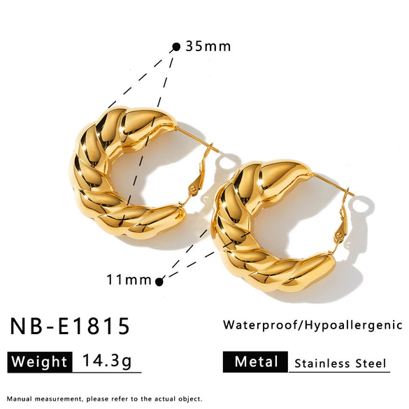 Women's Geometric Stainless Steel Earrings With Gold Electroplated Finish Simple Trendy Non Fading Jewelry