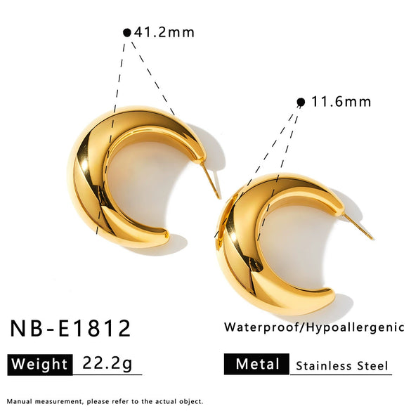 Women's Geometric Stainless Steel Earrings With Gold Electroplated Finish Simple Trendy Non Fading Jewelry