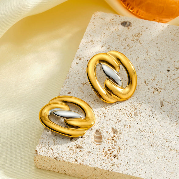 Women's Geometric Stainless Steel Earrings With 18K Gold Vacuum Plating Irregular Ins Style Fashion Jewelry