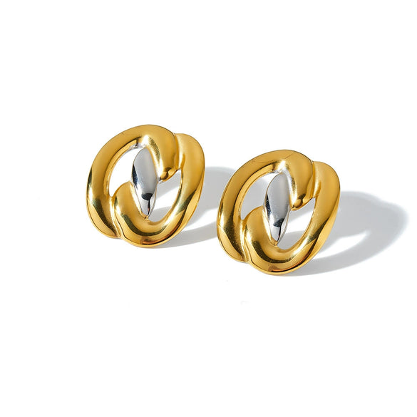 Women's Geometric Stainless Steel Earrings With 18K Gold Vacuum Plating Irregular Ins Style Fashion Jewelry