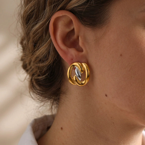 Women's Geometric Stainless Steel Earrings With 18K Gold Vacuum Plating Irregular Ins Style Fashion Jewelry
