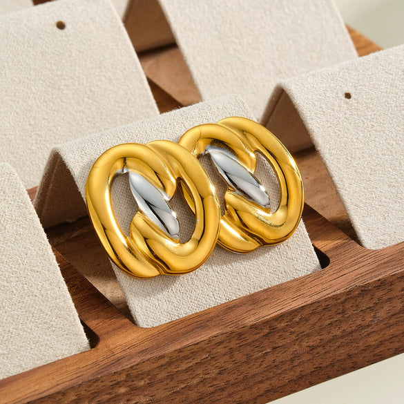Women's Geometric Stainless Steel Earrings With 18K Gold Vacuum Plating Irregular Ins Style Fashion Jewelry