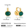 Women's Geometric Stainless Steel Earrings With Natural Tiger's Eye Stone And Elegant Plated Finish