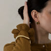 Women's Geometric Stainless Steel Earrings With Natural Tiger's Eye Stone And Elegant Plated Finish