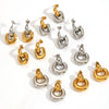 Women's Geometric Stainless Steel Earrings With Real Gold Plating Circle And Semicircle Shapes
