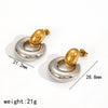 Women's Geometric Stainless Steel Earrings With Real Gold Plating Circle And Semicircle Shapes