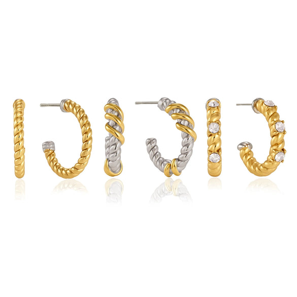 Women's Geometric Stainless Steel Earrings With Titanium Steel Posts And Vacuum Pvd Gold Plating Elegant Jewelry