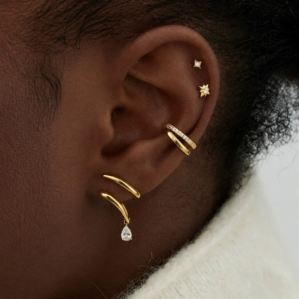 Women's Geometric Stainless Steel Earrings With Titanium Steel Posts Vacuum Pvd Gold Plating And Sparkling Zircon Accents