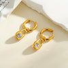 Women’s Geometric Stainless Steel Earrings With Zircon Accents And 18K Vacuum Plated Finish Simple Trendy Fashion Jewelry