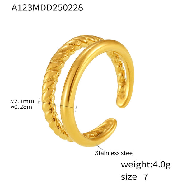 Women's Geometric Stainless Steel Electroplated Ferris Wheel Double Twist Opening Finger Ring