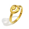 Women's Geometric Stainless Steel Electroplated 18K Gold Snake Head Eye Fingerprint Ring Luxury Hand Jewelry