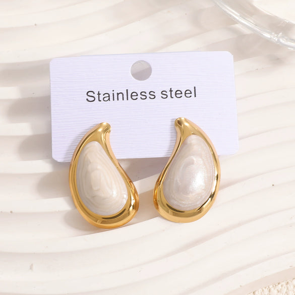 Women's Geometric Stainless Steel Enamel Drip Glaze Drop Earrings Elegant Light Luxury Fashion Jewelry