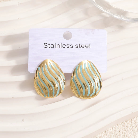 Women's Geometric Stainless Steel Enamel Drip Glaze Drop Earrings Elegant Light Luxury Fashion Jewelry