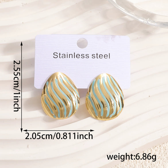 Women's Geometric Stainless Steel Enamel Drip Glaze Drop Earrings Elegant Light Luxury Fashion Jewelry