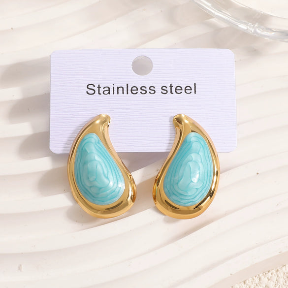 Women's Geometric Stainless Steel Enamel Drip Glaze Drop Earrings Elegant Light Luxury Fashion Jewelry
