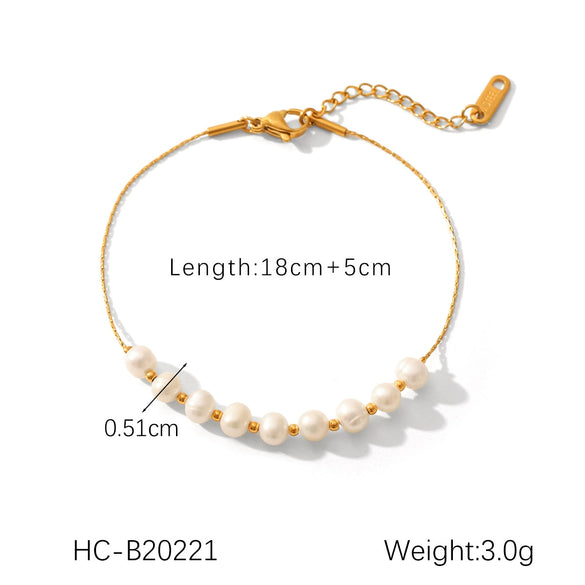 Women's Geometric Stainless Steel Freshwater Pearl Bracelet With Electroplating Style