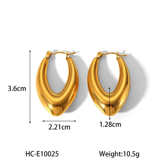 Women's Geometric Stainless Steel Gold Plated Electroplated Hollow Earrings