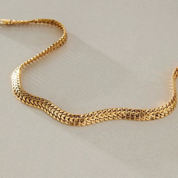 Women's Geometric Stainless Steel Jewelry Set With Vacuum Gold Plated Chain Necklace And Bracelet