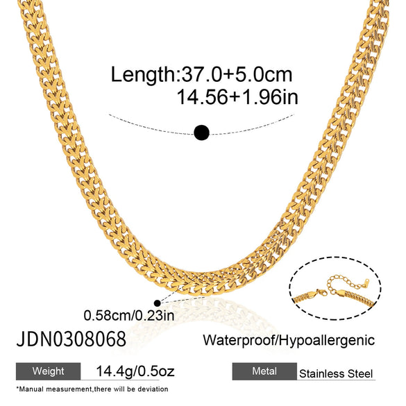 Women's Geometric Stainless Steel Jewelry Set With Vacuum Gold Plated Chain Necklace And Bracelet