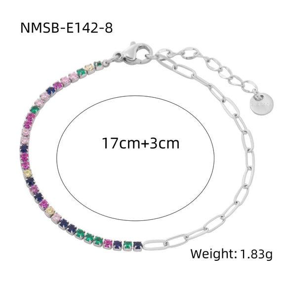Women's Geometric Stainless Steel 18K Electroplated Fine Diamond Bracelet
