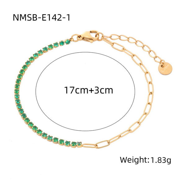 Women's Geometric Stainless Steel 18K Electroplated Fine Diamond Bracelet
