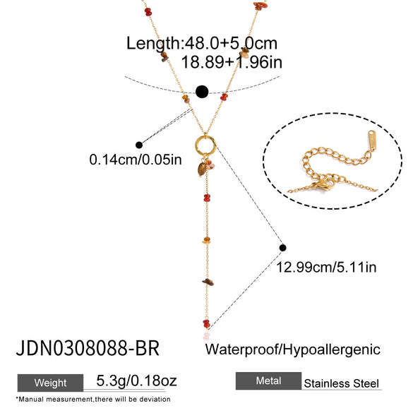 Women's Geometric Stainless Steel Long Necklace With Pvd Vacuum Gold Plated Finish And Lobster Clasp Wholesale