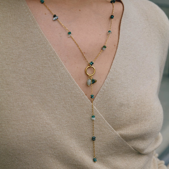 Women's Geometric Stainless Steel Long Necklace With Pvd Vacuum Gold Plated Finish And Lobster Clasp Wholesale