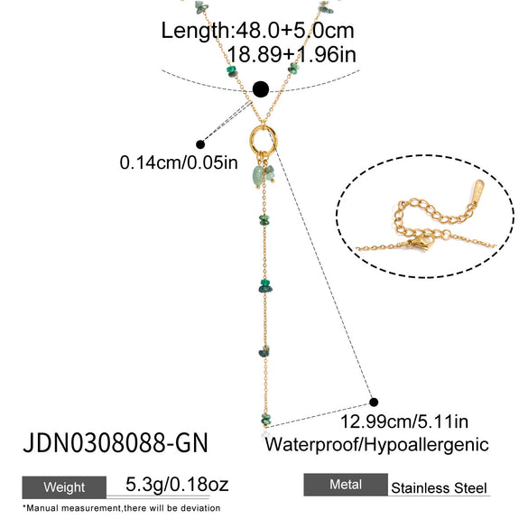 Women's Geometric Stainless Steel Long Necklace With Pvd Vacuum Gold Plated Finish And Lobster Clasp Wholesale