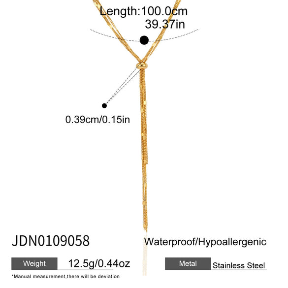 Women's Geometric Stainless Steel Long Necklace With Pvd Vacuum Gold Plating Regular Chain And Lobster Clasp For Layered Jewelry Styling