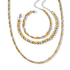 Women's Geometric Stainless Steel Necklace And Bracelet Set With 18K Gold Vacuum Plating And Color Block Design