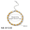 Women's Geometric Stainless Steel Necklace And Bracelet Set With 18K Gold Vacuum Plating And Color Block Design