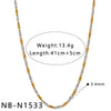 Women's Geometric Stainless Steel Necklace And Bracelet Set With 18K Gold Vacuum Plating And Color Block Design