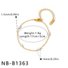 Women's Geometric Stainless Steel Necklace And Bracelet Set With Zircon Inlay And 18K Vacuum Plated Finish