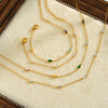 Women's Geometric Stainless Steel Necklace And Bracelet Set With Zircon Inlay And 18K Vacuum Plated Finish