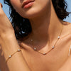 Women's Geometric Stainless Steel Necklace And Bracelet Set With Zircon Inlay And 18K Vacuum Plated Finish