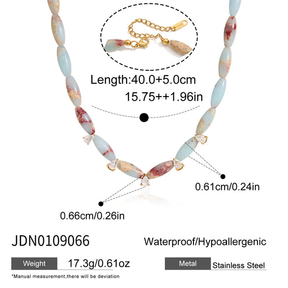 Women's Geometric Stainless Steel Necklace With Acrylic Pearl Pendant And Pvd Vacuum Gold Plating
