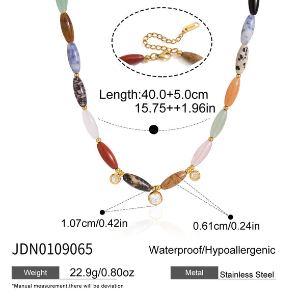 Women's Geometric Stainless Steel Necklace With Acrylic Pearl Pendant And Pvd Vacuum Gold Plating