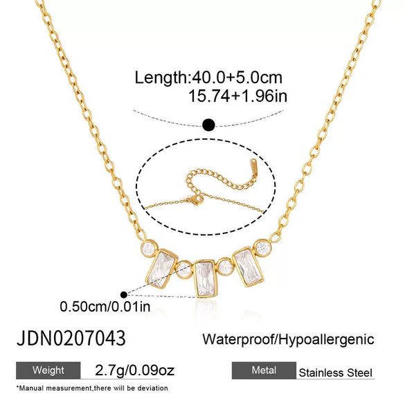 Women's Geometric Stainless Steel Necklace With Acrylic Pearls And Pvd Gold Plating