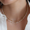 Women's Geometric Stainless Steel Necklace With Acrylic Pearls And Pvd Gold Plating