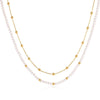 Women's Geometric Stainless Steel Necklace With Acrylic Pearls And Pvd Gold Plating