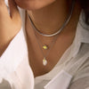 Women's Geometric Stainless Steel Necklace With Glass Pendant Pvd Vacuum Gold Plated Regular Chain