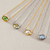 Women's Geometric Stainless Steel Necklace With Glass Pendant Pvd Vacuum Gold Plated Regular Chain