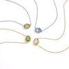 Women's Geometric Stainless Steel Necklace With Glass Pendant Pvd Vacuum Gold Plated Regular Chain